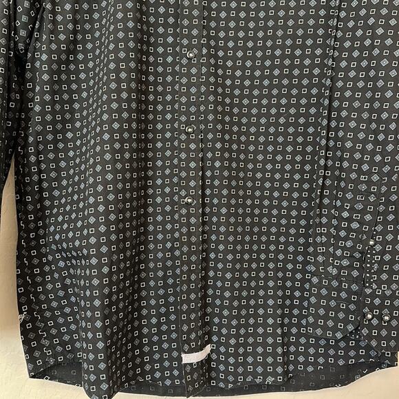 English Laundry Geometric Print Long Sleeve Button Up Dress Shirt Black New Sz L - Picture 6 of 14
